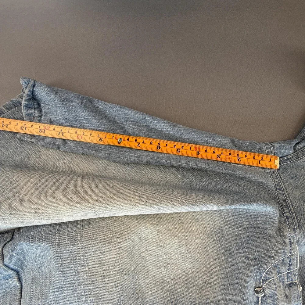 Vtg PJ Mark Denim Shorts Mens 36 Blue Light Wash Baggy Distressed 13 Inseam Y2K